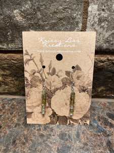 Multi Green Colored Bead Earrings