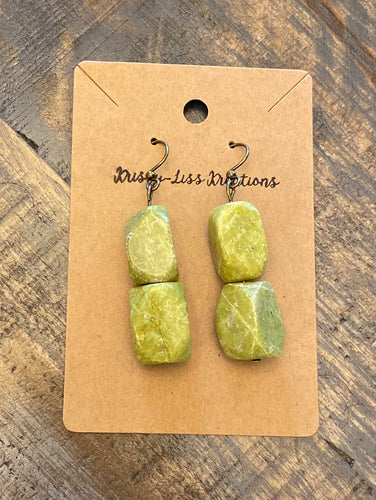 Two Bead Green Earrings