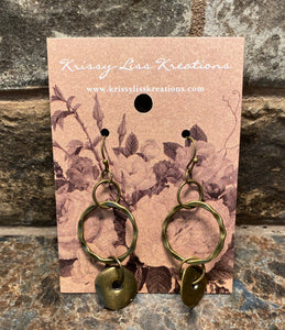Antique Bras/Copper Circle Earrings