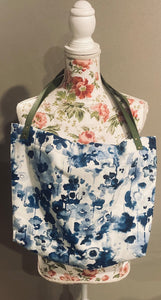 Large Blue & White Bag with Green Straps