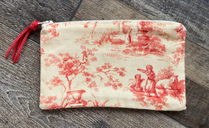Cream & Red Zipper Bag