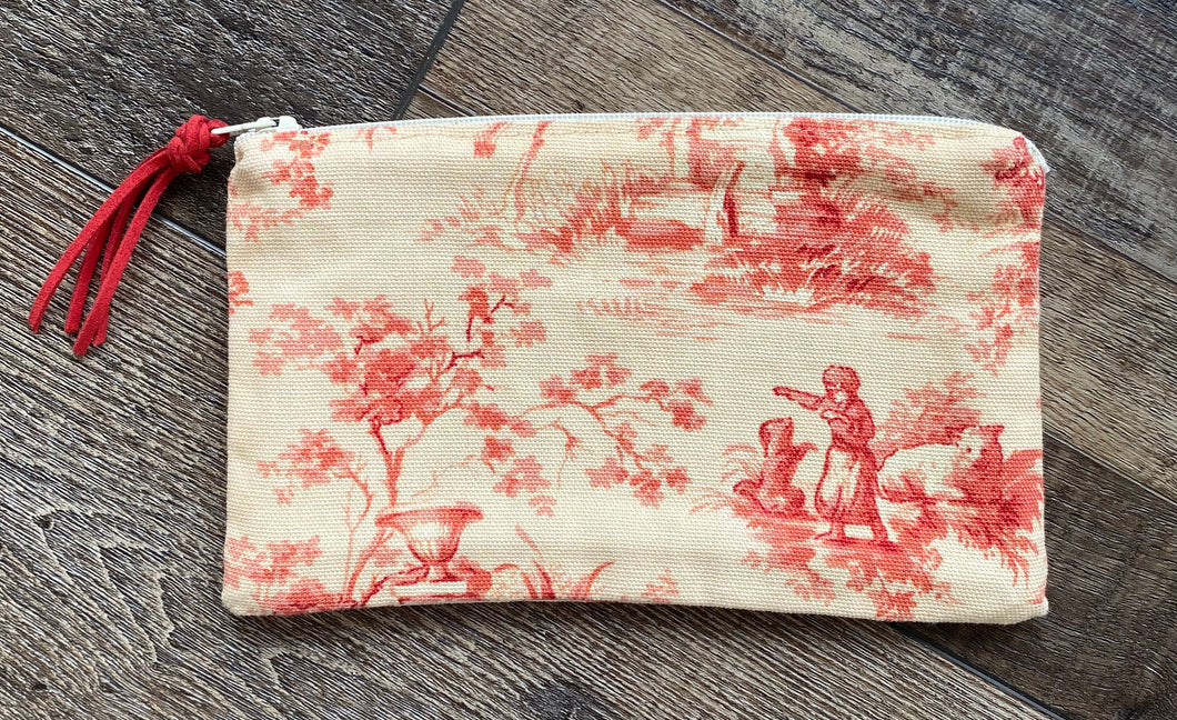 Cream & Red Zipper Bag