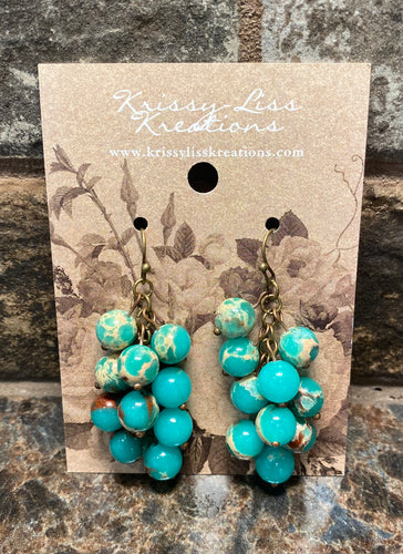 Multi Colored Blue Bead Earrings