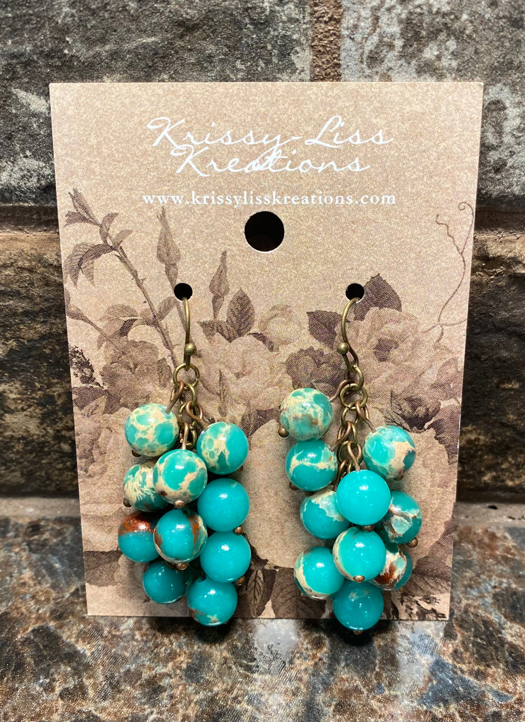 Multi Colored Blue Bead Earrings