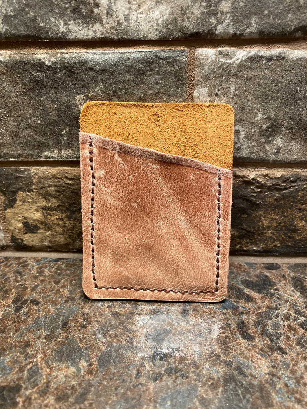 Mauve Leather Card/Money Holder