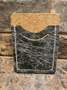 Black Distressed Leather Card/Money Holder