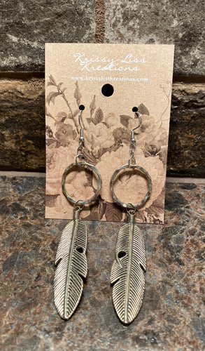 Feather Circle Earrings
