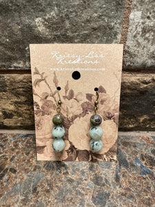 Multi Green Bead Earrings