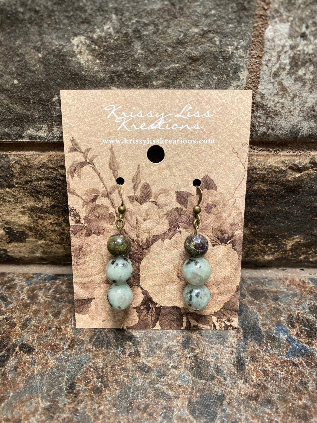 Multi Green Bead Earrings