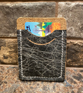 Black Distressed Leather Card/Money Holder