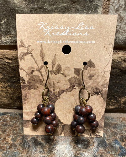 Brown Cluster Bead Earrings
