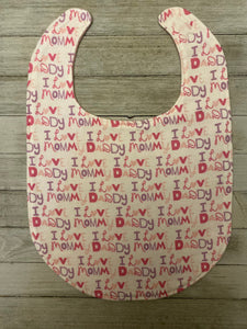 Pink & Purple I Love Mommy/Daddy Baby/Toddler Bib