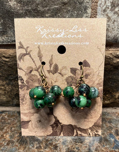 Multi Colored Green Cluster Bead Earrings