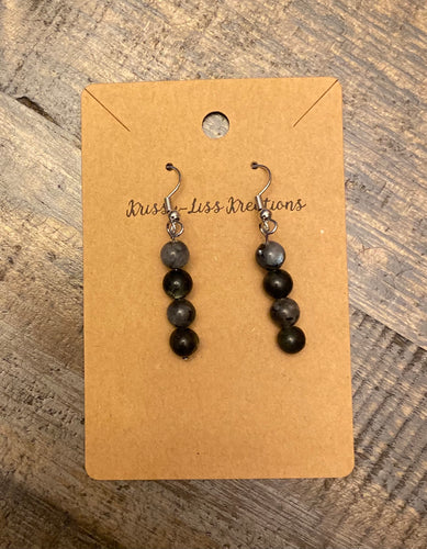 Black and Grey Bead Earrings