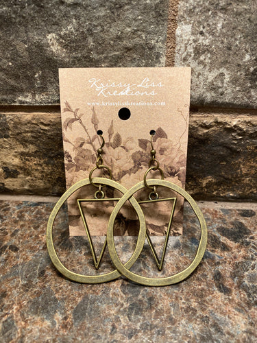 Brass Circle & Triangle Earrings